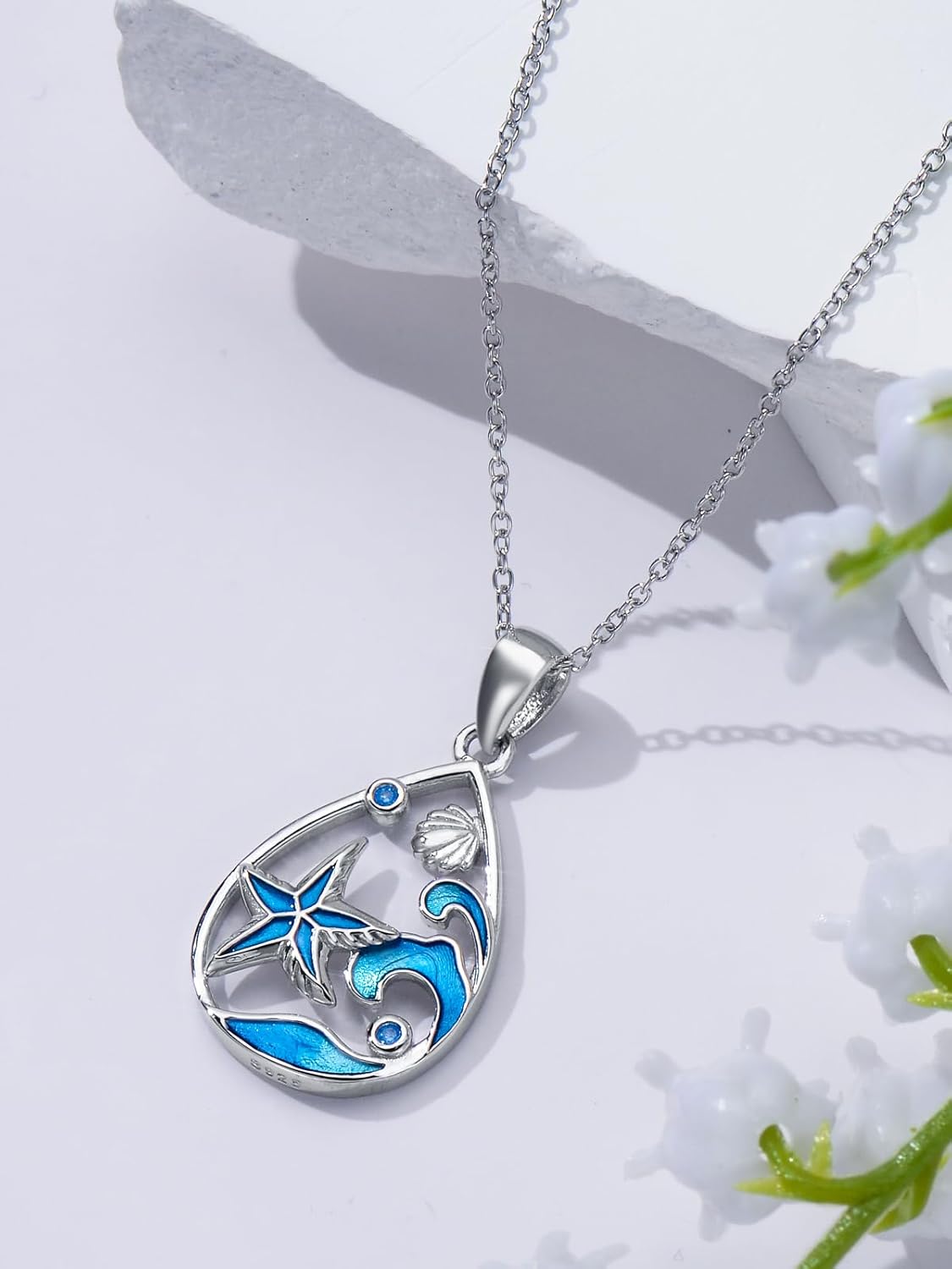 Ocean Animal Necklace Seahorse/Shark/Starfish/Sea Turtles/Sand Dollar/Dolphin Necklace 925 Sterling Silver Beach Ocean Jewelry for Women Ocean Lovers - Image 3
