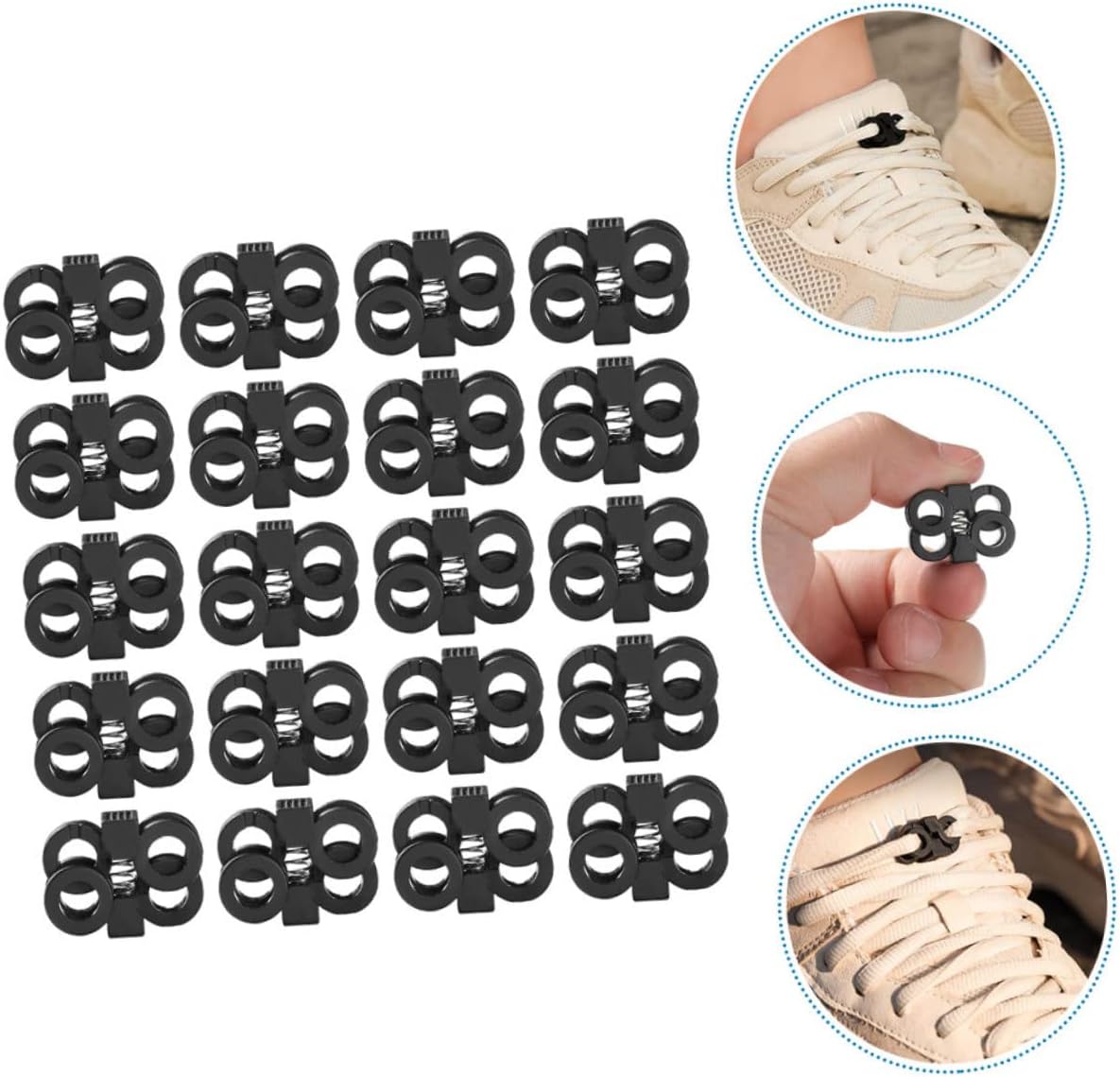 20pcs Adjustable Non-slip Shoelace Buckles Fastener Locks for Easy Tying Loose Design for Boys and Girls and Seniors Lightweight and Compact for Daily Use