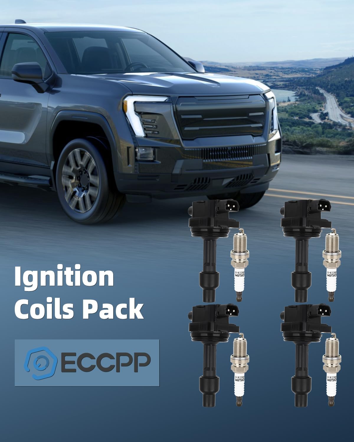 ECCPP 4 ignition coils with 4 iridium Spark Plugs,UF365,coils packs,for Volvo S40 2000 2001 2002 2003 2004,V40 2000-2004,1.9L,UF365 ‎C1259 5c1317 E395