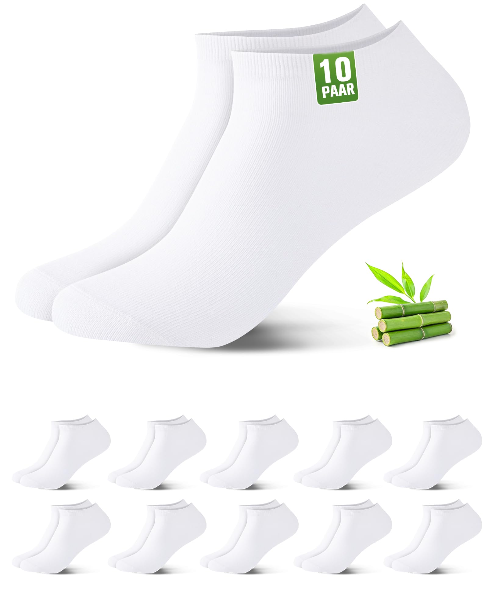 Effeet Calzini a Caviglia in Bambù per Uomini e Donne, 10/20 Paia Bassi – Assorbimento Umidità, Asciugatura Rapida, Ultra-Morbidi, Adatti alla Pelle, Traspiranti, Anti-Sudore