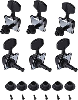 QANYEGN Guitar Tuning Pegs, Guitar Tuning Pads, 3R 3L Semi-Closed Headstock Tuning Pads for Folk Guitar Instruments