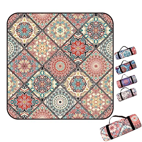 Picknickdecke 300x300, XXL Picknickdecke Wasserdicht, 3 Schichten Verdickt Groß Piknikdecken Isoliert mit Wasserdichter Rückseite, Picknick Decke Outdoor für Camping,Picknick,Wandern,BBQ,A,200x200cm