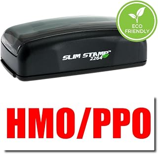 Doctors Office Stamp - Pre-Inked HMO/PPO Stamp with Blue Ink, 1/2 x 1-1/2, Ideal for Healthcare Administrators - Long-Lasting Blue Ink Stamp for HMO/PPO Documentation, Ideal for Medical Office Use