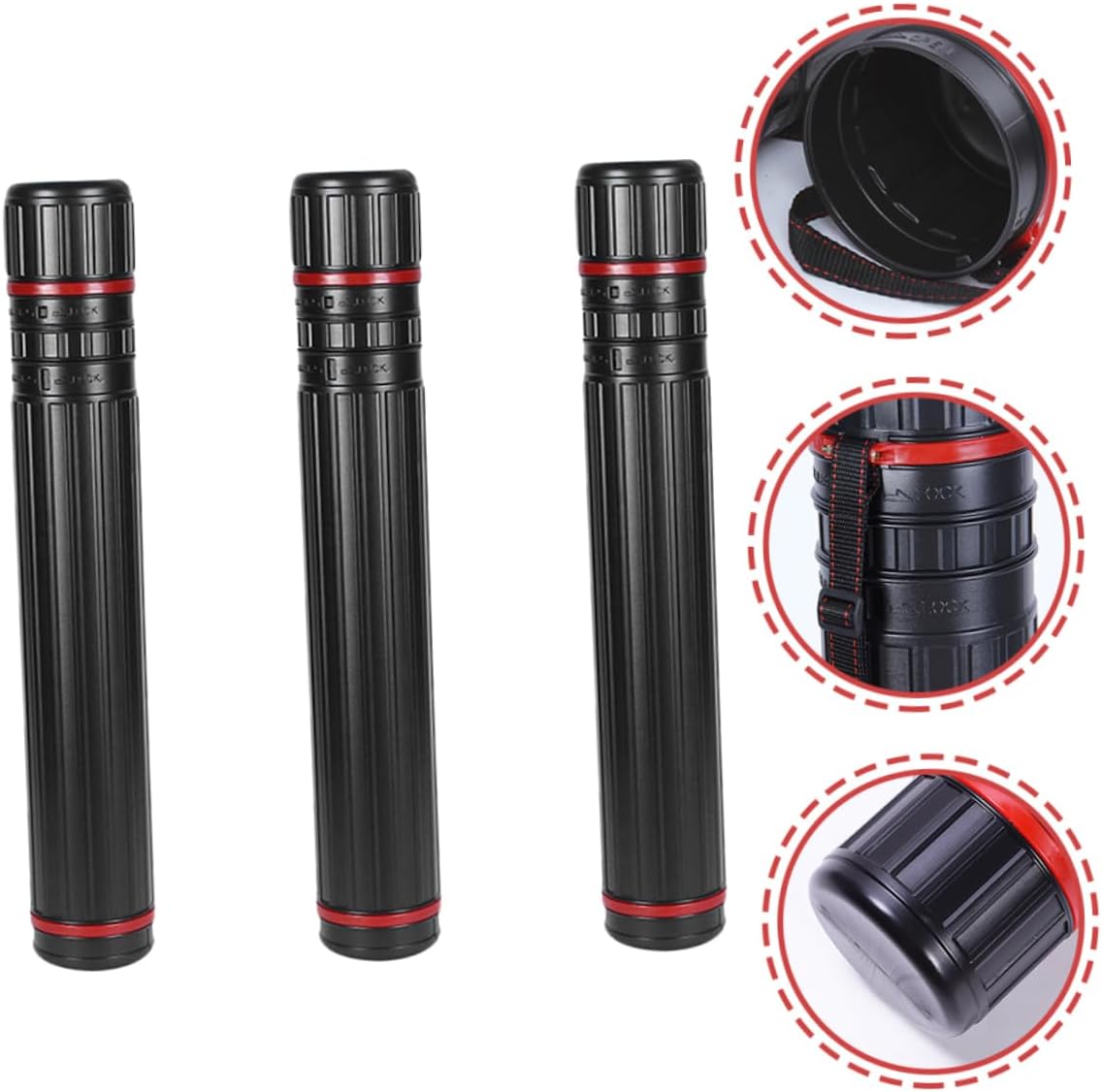 DECORNIJIA 3Pcs Telescoping Poster Tube Set Expandable Plastic Art Carrying Case Strap for Art Students and Travelers for Mailing and Storage