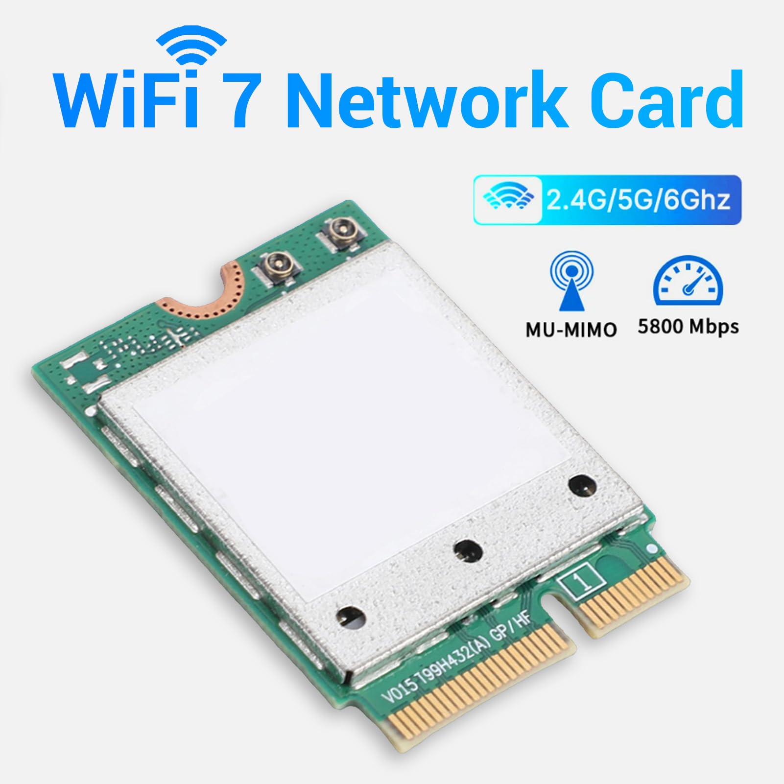 Topiky Carte WiFi 7, Carte Réseau sans Fil pour Ordinateur Portable, Module Adaptateur Réseau Triple Bande 6G/5G/2,4 GHz 5,8 Gbps avec Double Antennes, Prise en Charge 4K QAM pour PC 11