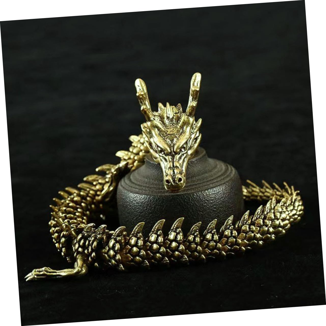 IMIKEYA Figura Decorativa de Dragón de Cobre Dorado para Escritorio