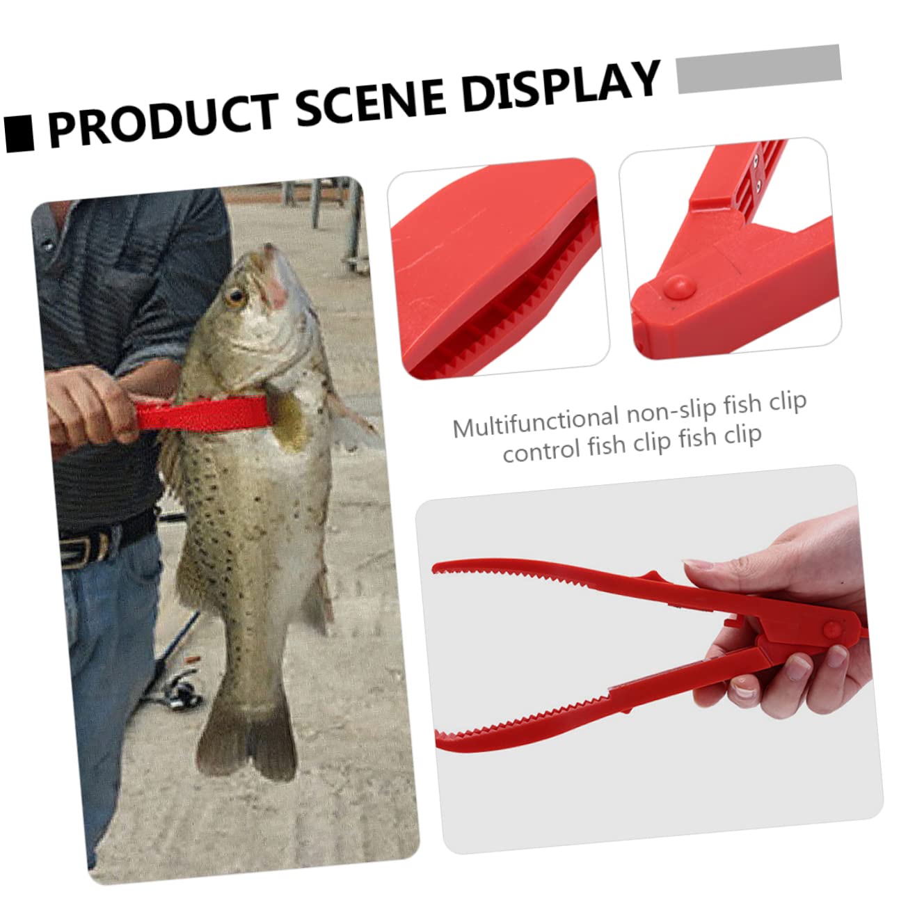 SUPVOX Fishing Grabber Non-Slip Grip Fish Clamp Holder Skid-Proof Fish Clip Multifunctional Fishing Supply Red