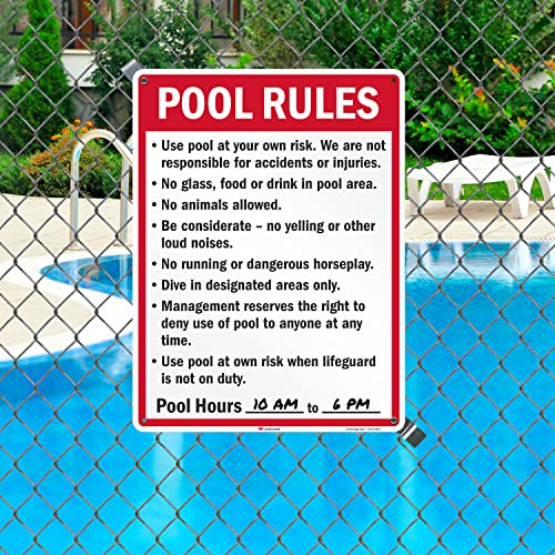 Cartel metálico SmartSign para reglas de piscina 24x18 pulg miniatura 2