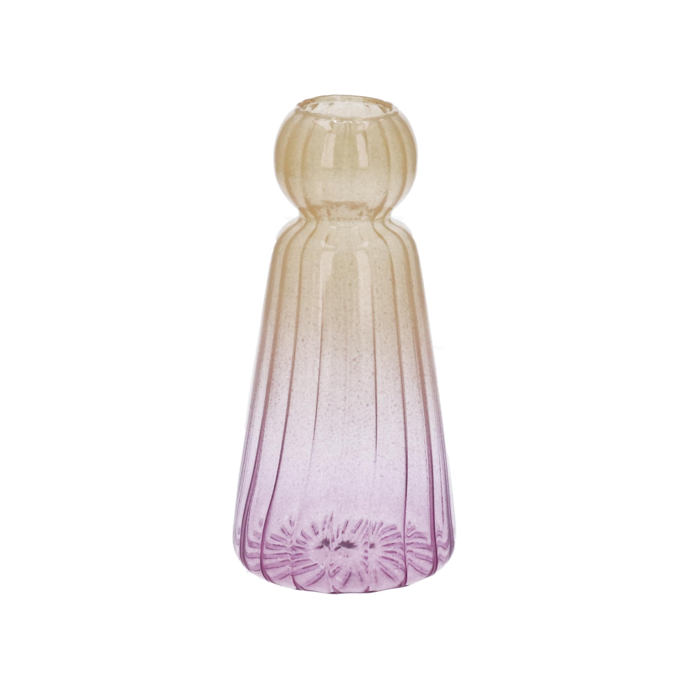 Gisela Graham Yello/Pink Ball Neck Bud Vase, W And Ombre, 12.5Cm
