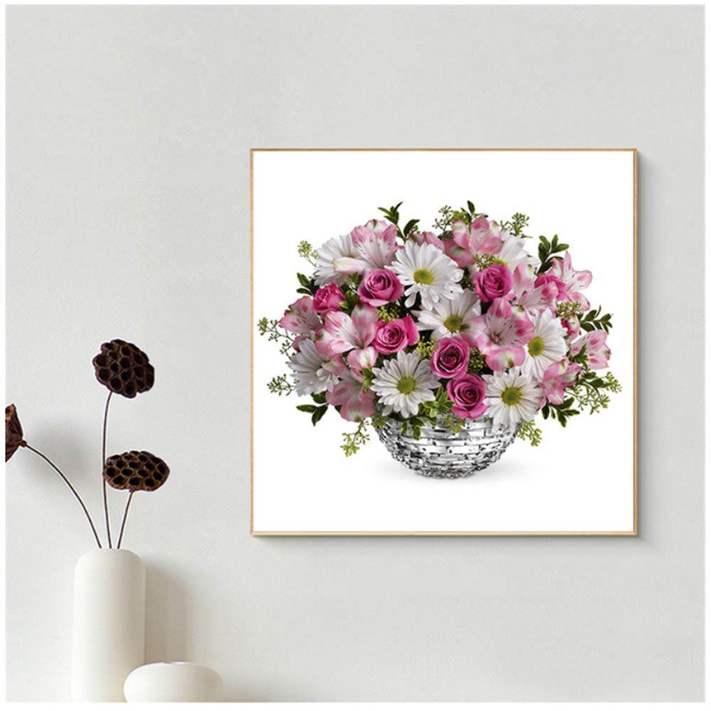 Pintura no Tejida Belleza Cartel Ramos Rosa Asters Flor Pared Lámina Lily Orquídea Crisantemos Decoración del hogar Obra de arte-50x50cm con Marco