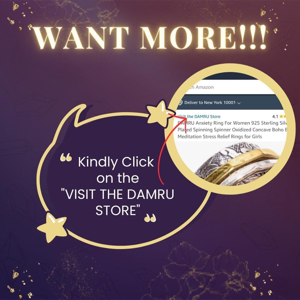 Miniatura 4 de DAMRU Spinner Ring For Women 925 Sterling Silver Plated Spinning Oxidized Handmade Concave Boho Band Fidget Rings- All Sizes
