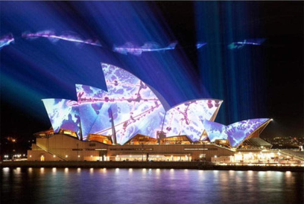 Broderie diamant 5D Opéra de Sydney de nuit en strass résine carrés pour mosaïque d'exception