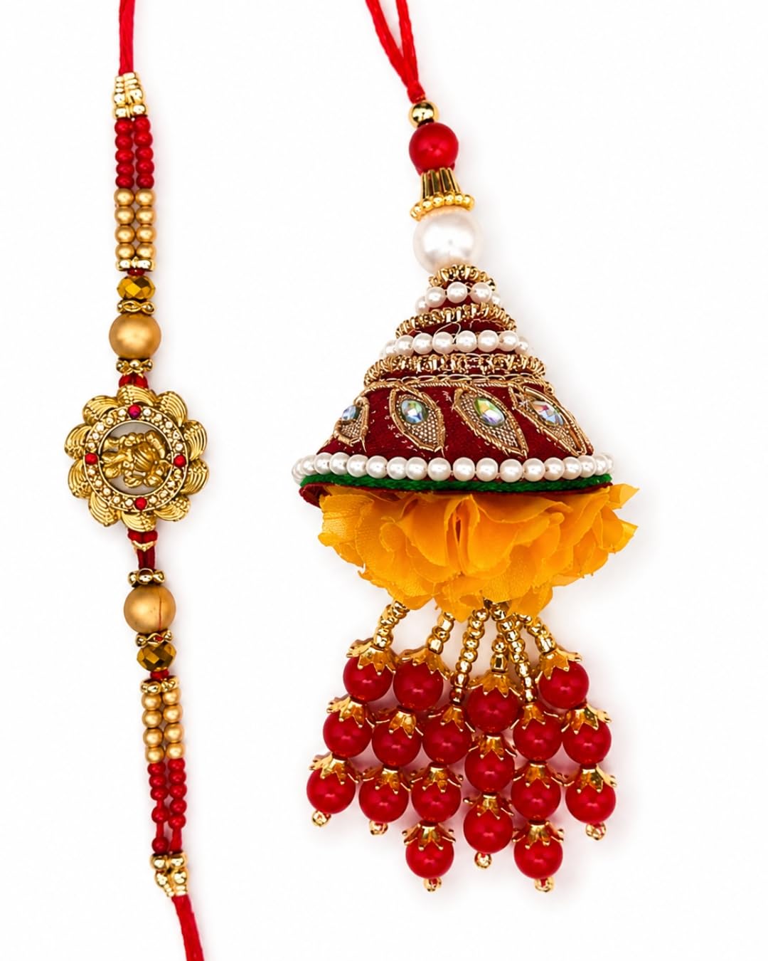 Handcrafted Traditional Bhai Bhabhi Rakhi Set – Premium Couple Rakhi for Brother and Bhabhi Ganesha and Latkan Lumba, raksha bandhan combo set, rakshabandhan combo for bhaiya and bhabhi-image-40
