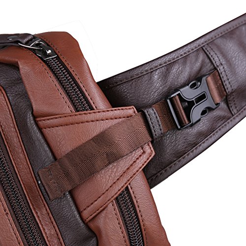 Koolertron Bolsa de hombro vintage en piel sintética, mochila en bandolera para deporte, senderismo, bicicleta, mochila de viaje, mochila escolar, bolsa de camping, marrón