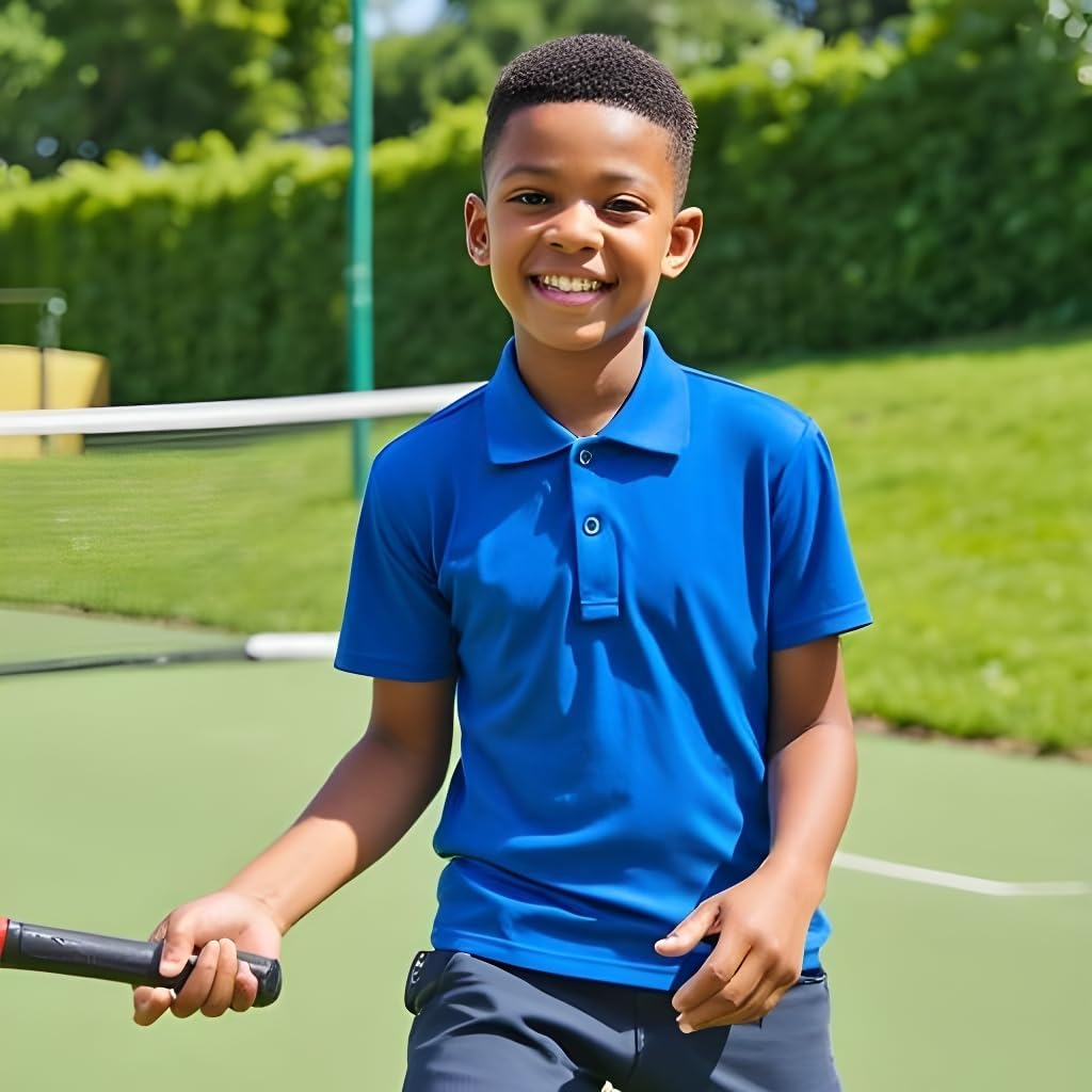 INGEAR Boys Golf Polo Long Short Sleeve Shirts Performance Active Wear Polo for Tennis Boys School Uniform Shirts