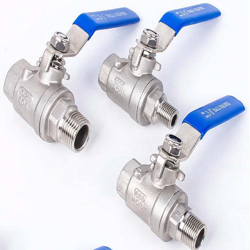 Válvula De Bola De Rosca Macho A Hembra De Acero Inoxidable 304, Interruptor De Válvula De Tubería De Agua De Dos Piezas De 1/4", 3/8", 1/2", 3/4", 1", 1-1/4", 1-1/2", 2", 1 Unidad(2")