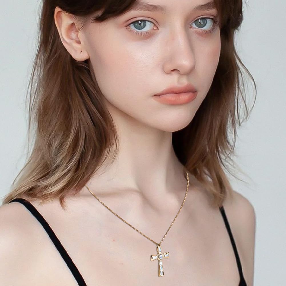 Beebeecraft 6Pcs 2 Colors 18K Gold Plated 304 Stainless Steel Cross Charms Dangle Metal Silver Crucifix 38x24mm Rhinestone Cross Charms with Hole for Jewelry Making Bracelets Necklaces Accessories - Image 4