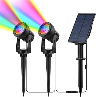 CORESLUX Solar Spot Lights Outdoor Garden RGB Solar Spotlights Color Changing Garden Uplighters SpotLights Outdoor IP65 Wa…