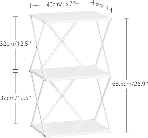 Miniatura 3 de Mesa auxiliar pequeña de 3 niveles, mesita de noche alta con sofá de almacenamiento, escritorios laterales para sala de estar, dormitorio, oficina,