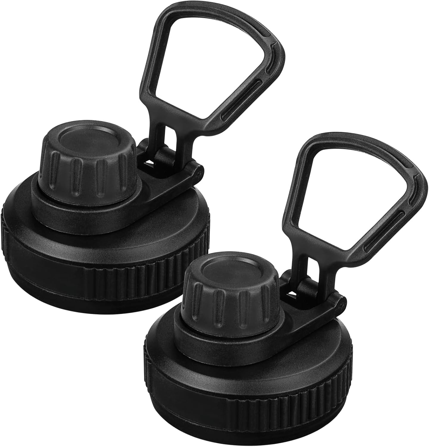2 Packs Black Spout Lid for Wide Mouth 14, 32, 40, 64oz Sport Insulated Water Bottles, No Leak Top Replacement Lid Accessories for 2.28" Wide Mouth Chug Cap with Easy Carry Handle
