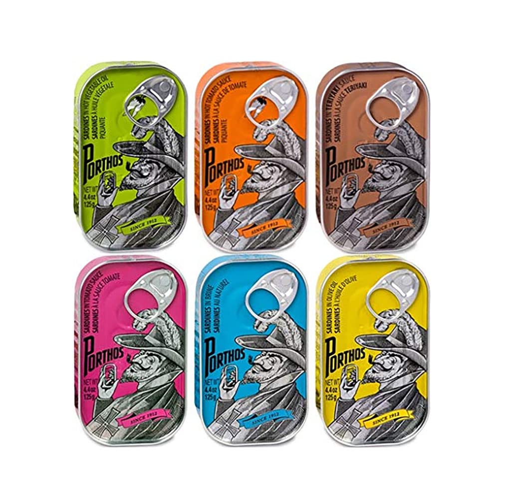 Porthos Sardines Mix, 6 barattoli x 125 g, dal Portogallo