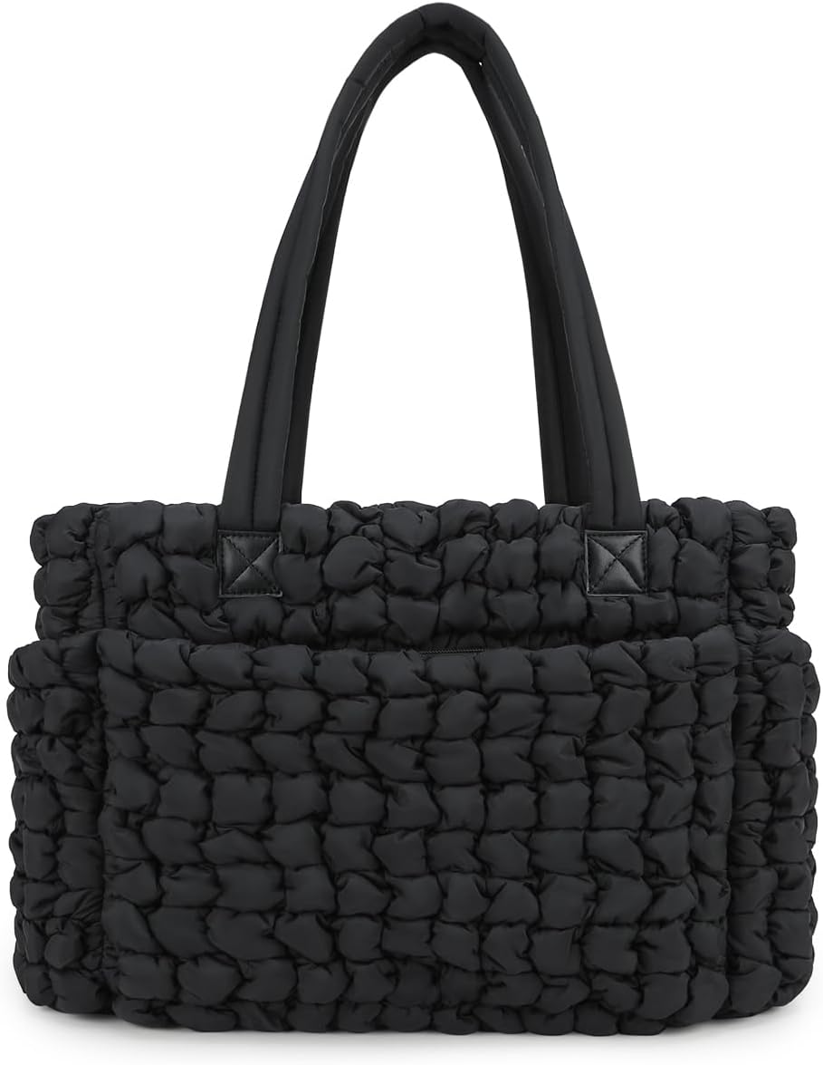MOMIGO Puffer Tote Diaper Bag for Women, Multifunction Lightweight Fashion Quilted Mommy Tote Bag