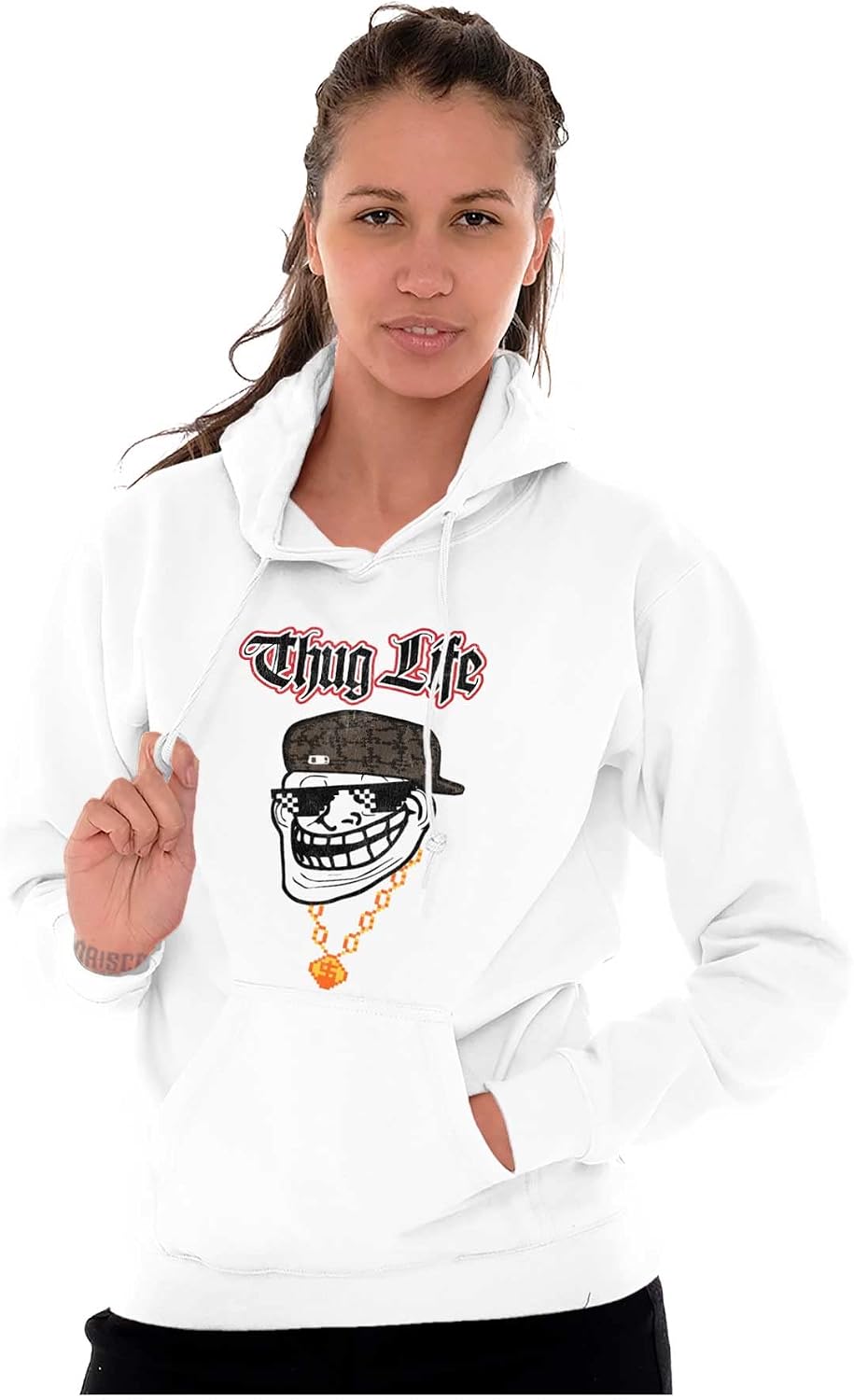 Brisco Brands Funny Thug Life Troll Face Meme Hoodie Sweatshirt Women Men