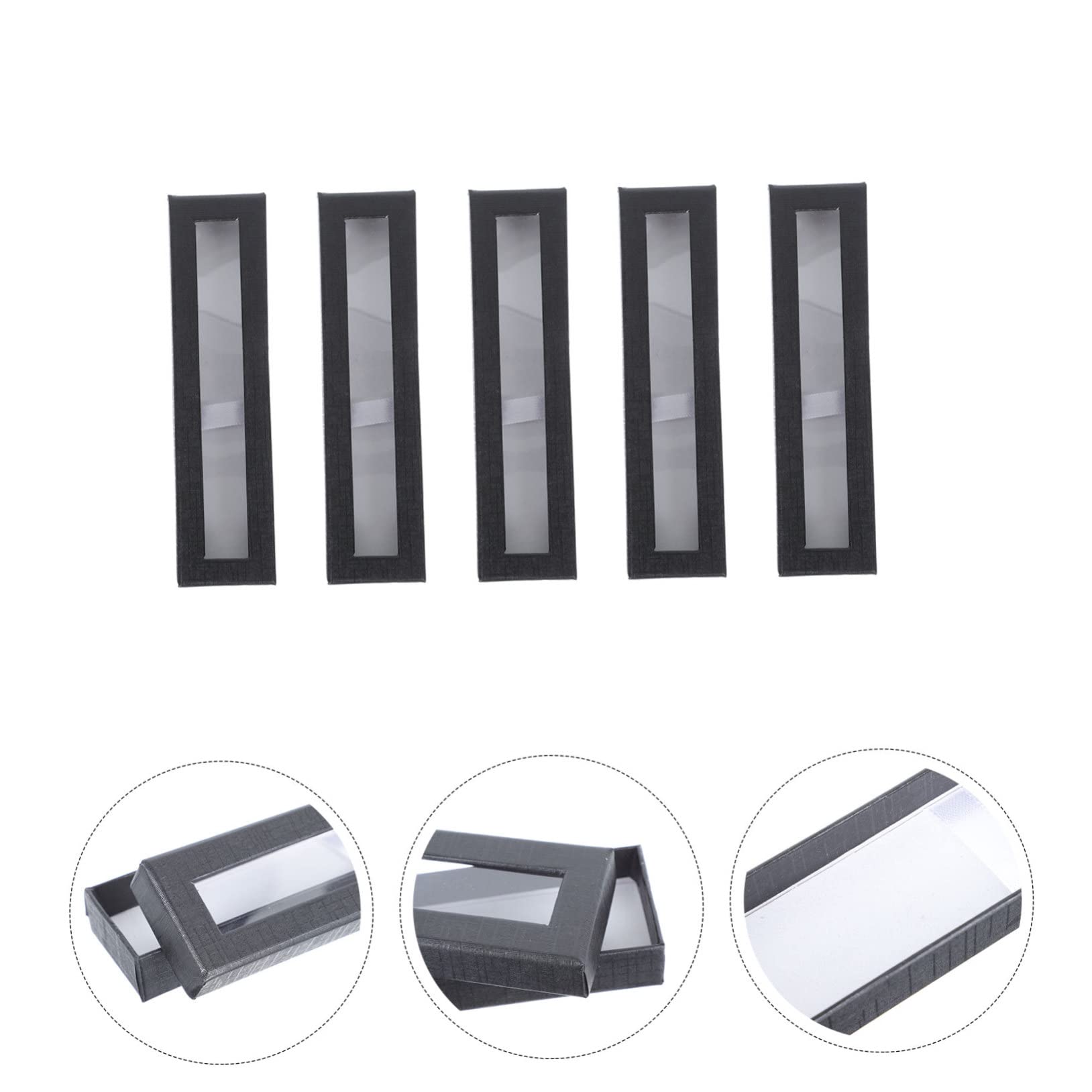 NUOBESTY 5 Ensembles Boîte À Stylos Papier Écologique Coffret Stylo Transparent avec Fenêtre Ouvrante Rangement Et pour 5 Pièces * 5