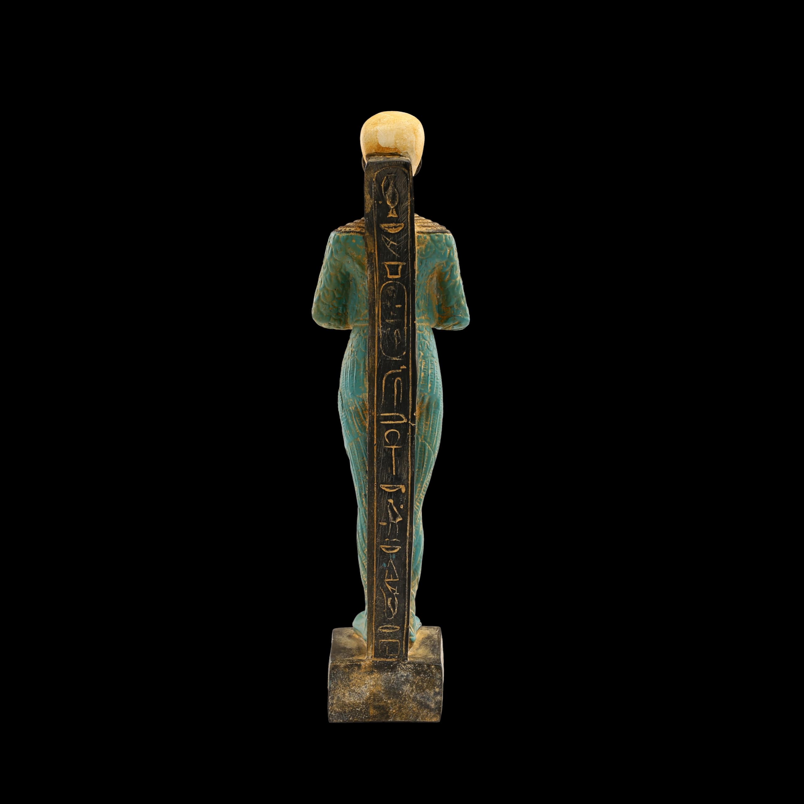 Statua egizia unica del dio Ptah degli artisti e artigiani, pietra pesante dipinta a mano, realizzata in Egitto.