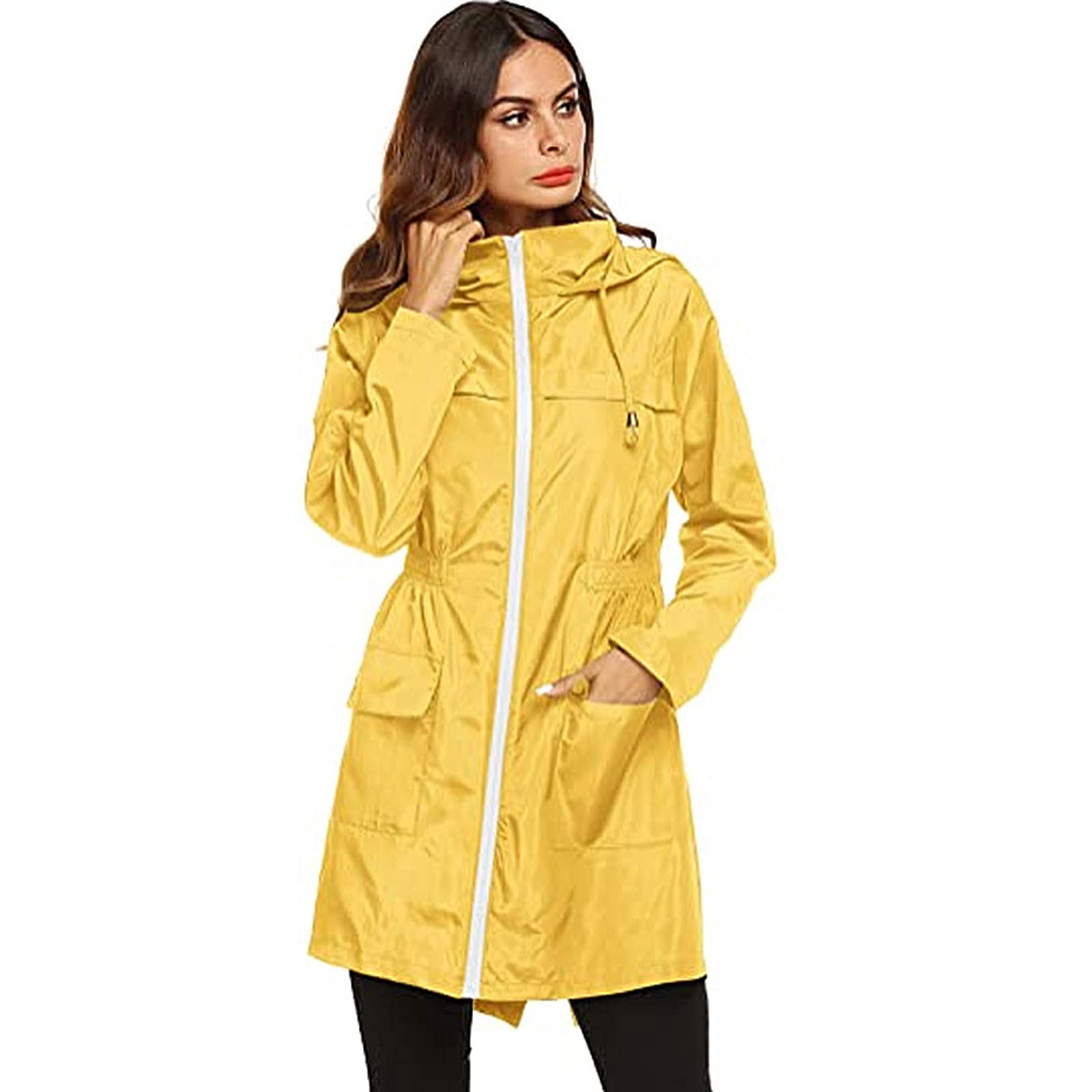 Womens Windbreaker Rain Jacket Waterproof Windproof Raincoat