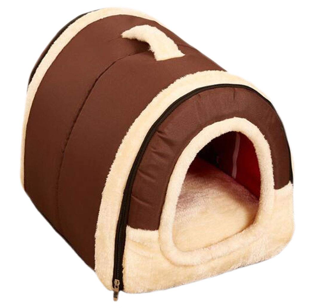 Crasy Shop 2 in 1 Pet House and Sofa, Foldable Dog Cat Bed Winter Soft and Warm Pet House Removable Cushion (6 Patterns, 3 Sizes for you to choose) (Classic Brown, L)