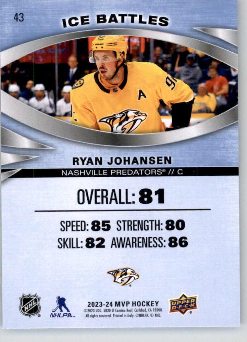 Amazon.com: 2023-24 Upper Deck MVP Ice Battles #43 Ryan Johansen