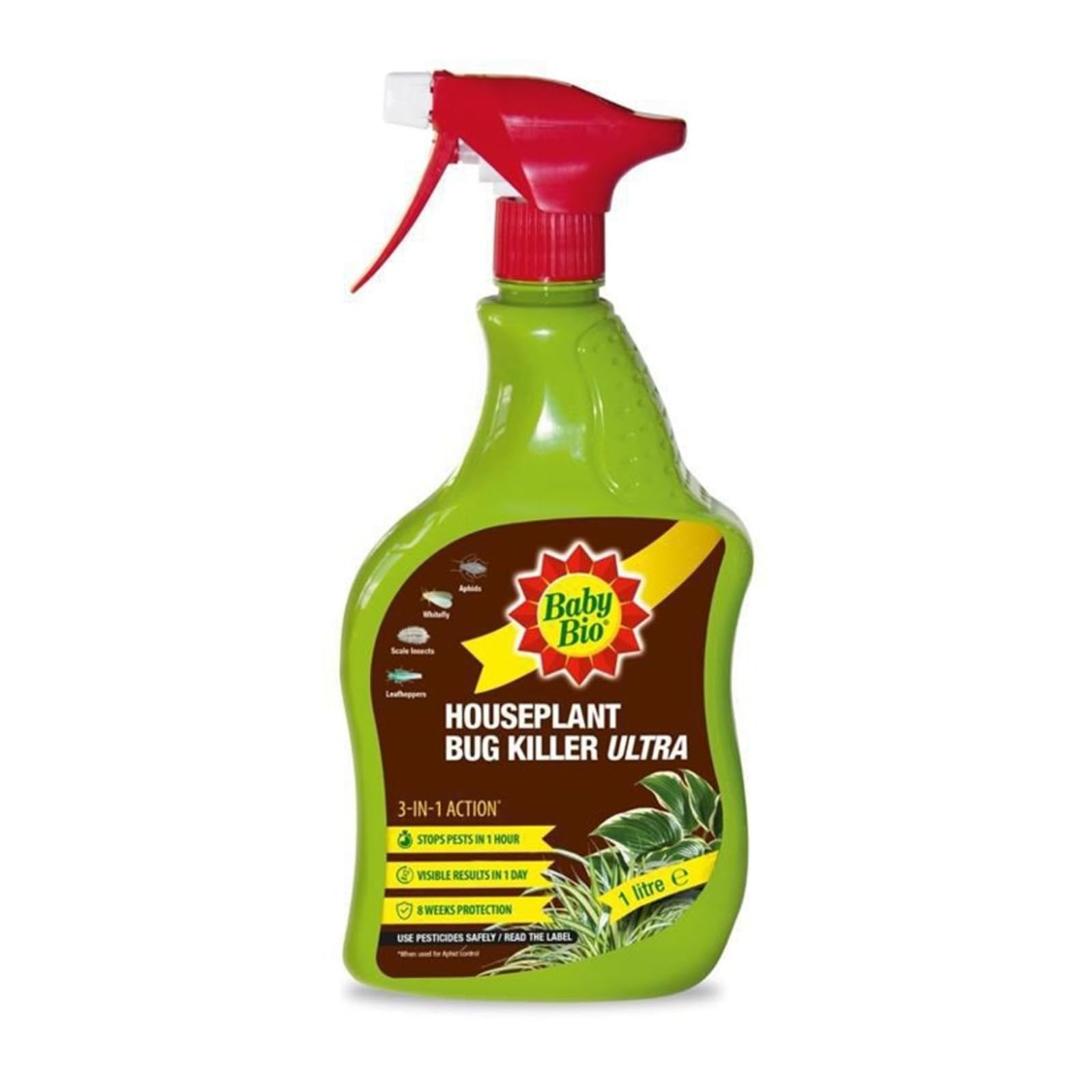 Baby Bio Houseplant Bug Killer Ultra Spray, Insect Control for Houseplants & Ornamentals, Ready to Use Pest Protection for Indoor, Greenhouse & Garden Plants, 1 Ltr
