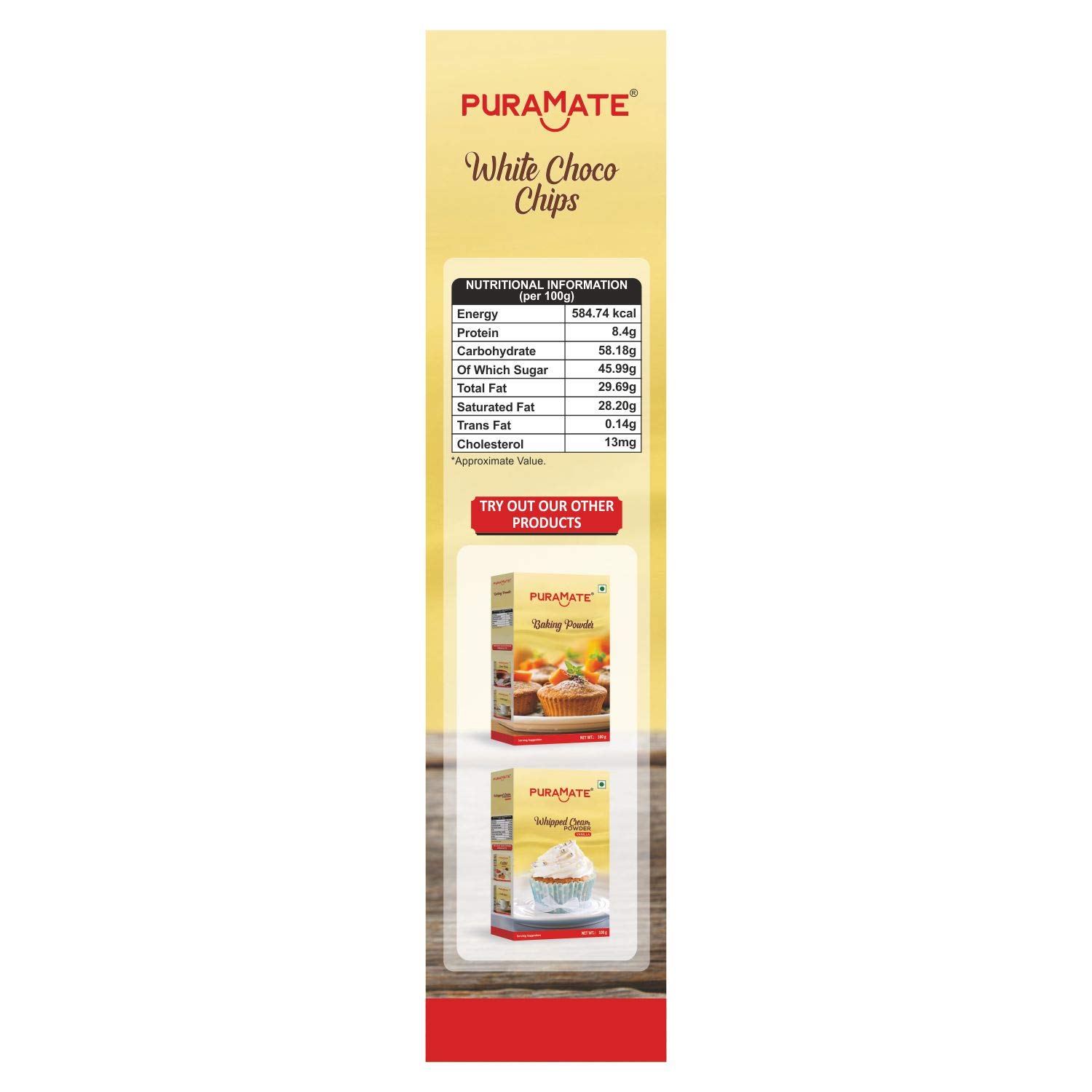 Puramate White Choco Chips, 50 gm (Pack of 2) - Image 2 thumbnail