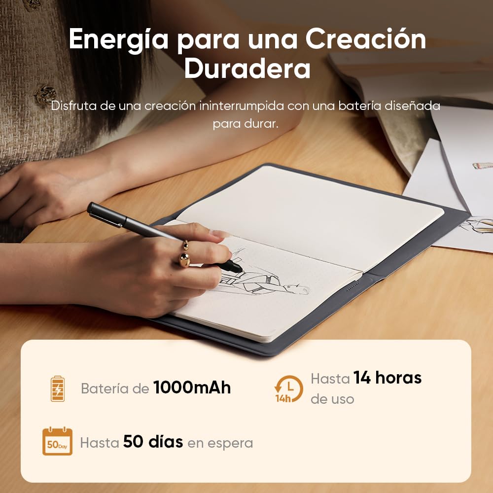 XPPen Note Plus Bluetooth 5.3 Notebook Inteligente A5 Hoja con 8192 Niveles de Presión para Estudiar Tomar Notas y Dibujar Compatoble con Android, iOS