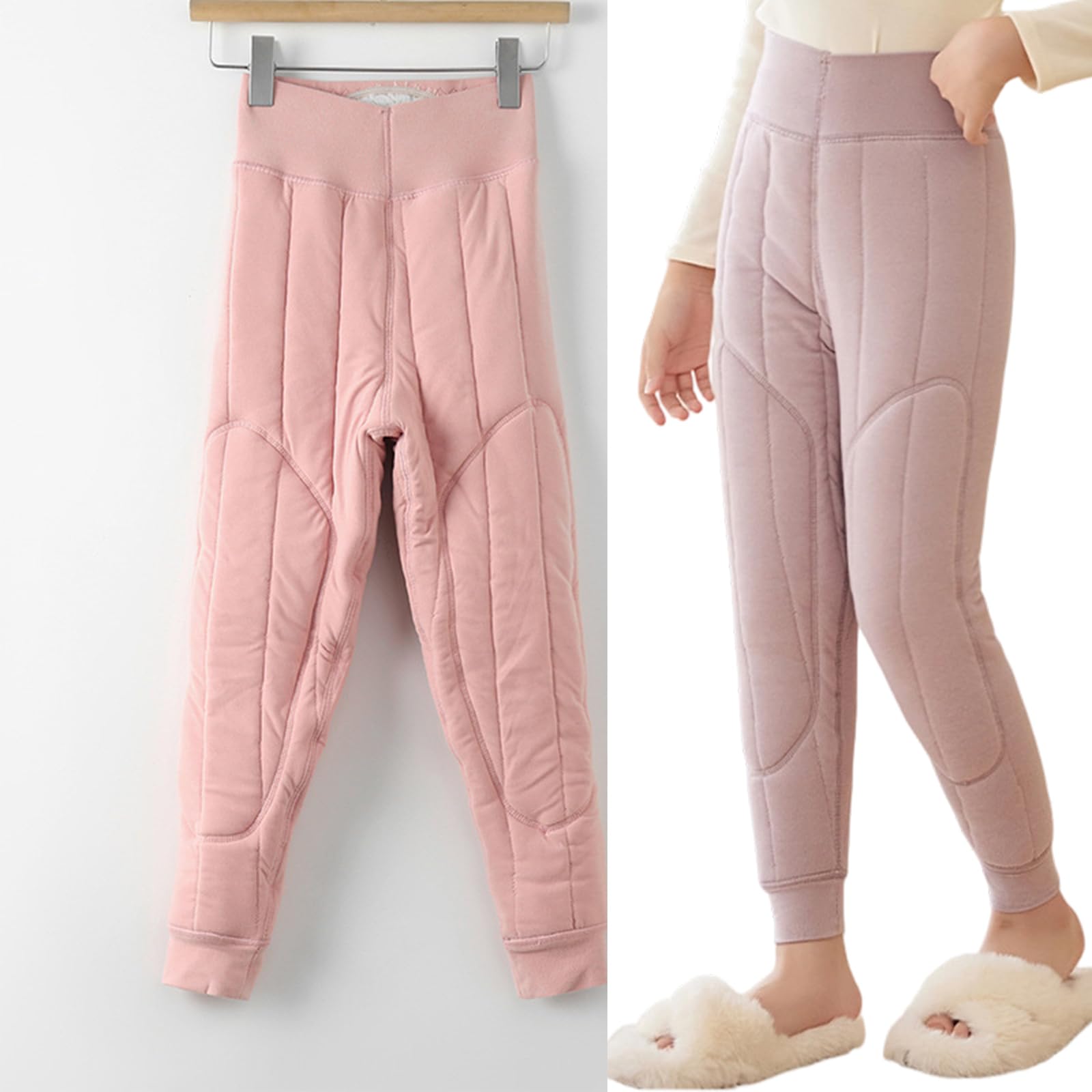 Leggings invernali in misto lana morbida per ragazze, rinforzati, zona del ginocchio, elastici, freddi, per attività all'aperto, abbigliamento da gioco per bambini, foderati in pile