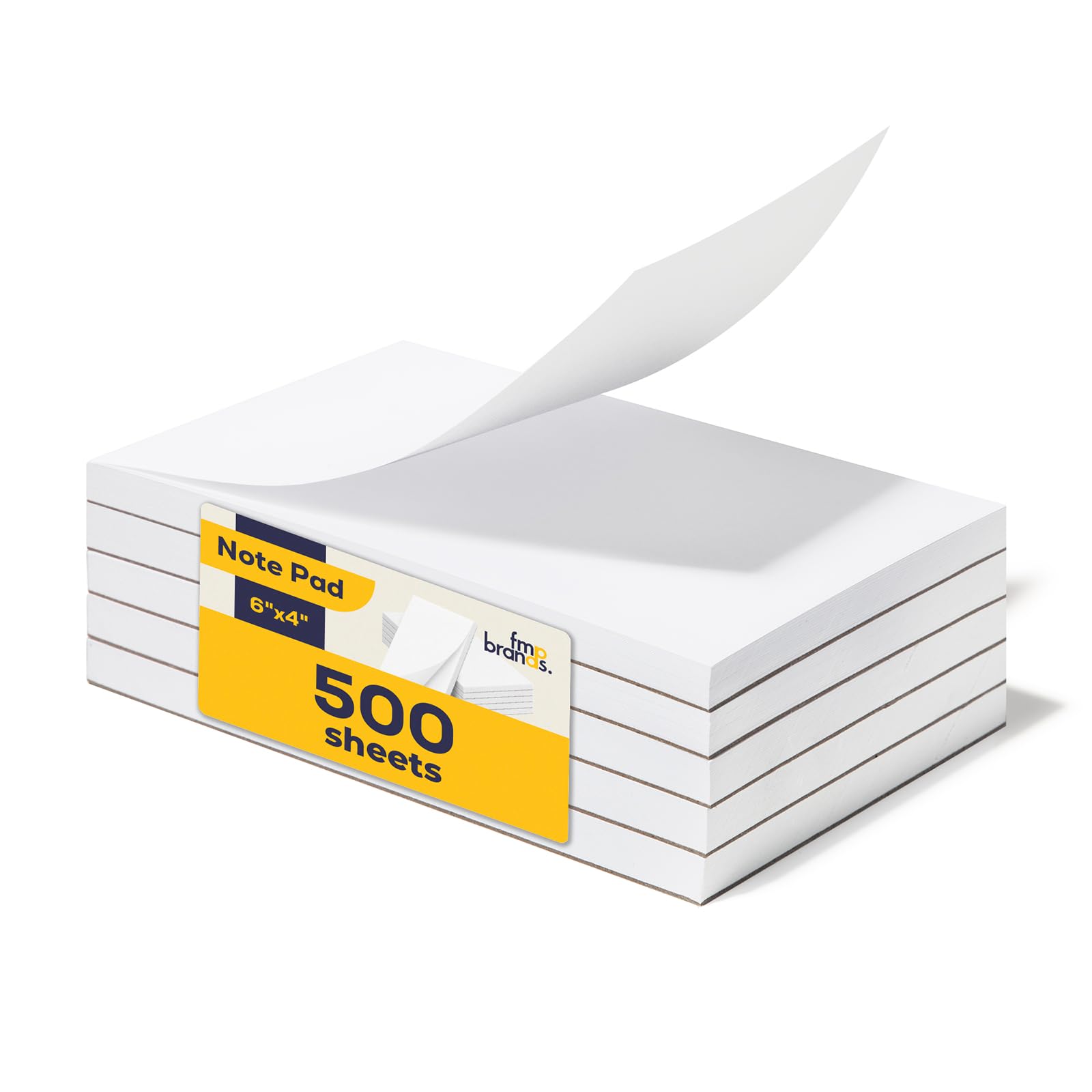 FMP Brands 5 Pack Note Pads 4x6, 100 Sheets Per Memo Pad, Writing Scratch Pad, Blank Notepad, White Waitress Server Note Pads, Paper Pad, To Do