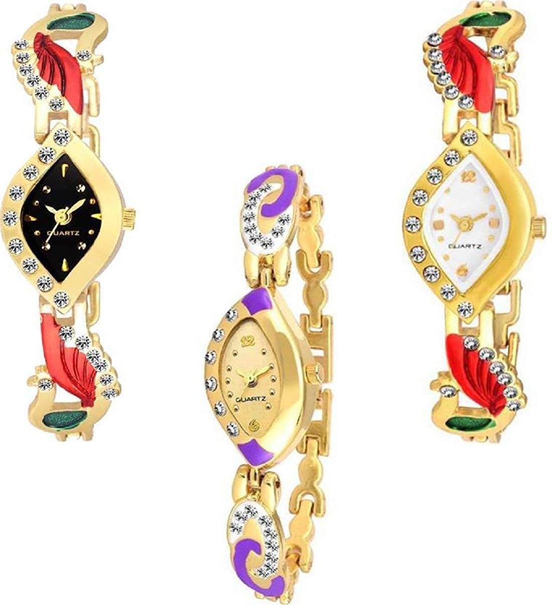 Acnos® Premium White Black and Gold Analogue Watches for Women Pack of 3 (OT-01-02-03) (B07KZLQBLD) Amazon Price History, Amazon Price Tracker