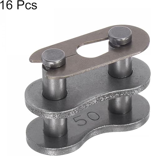 Miniatura 3 de uxcell 16 rodillos de eslabones de conector maestro de cadena #50, acero al carbono de paso de 58 pulgadas, eslabones divididos de conexión estándar