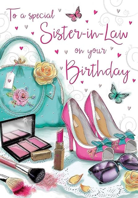 Regal Publishing Birthday Card Sister in Law,yellow|green|pink|grey|peach,9 x 6 inches