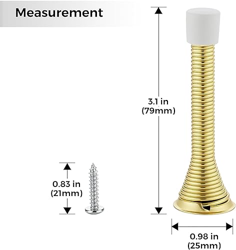 Miniatura 2 de Ravinte Topes de puerta, paquete de 6 topes de puerta dorados con parachoques de goma, topes de puerta para la parte inferior de la puerta