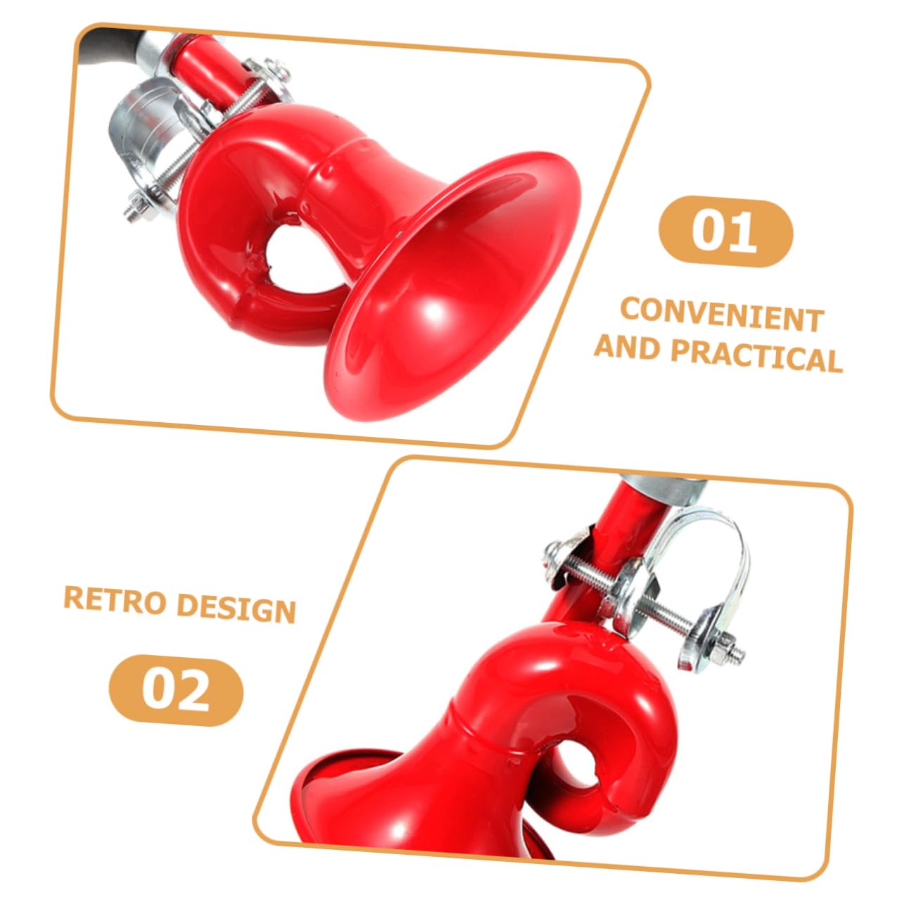 BESPORTBLE Clacson da Bicicletta Corno Clacson da Manubrio della Bicicletta Campana a Pressione Clacson per Mountain Bike Anello Manubrio Bici Spremere La Tromba Rosso Lega di Alluminio