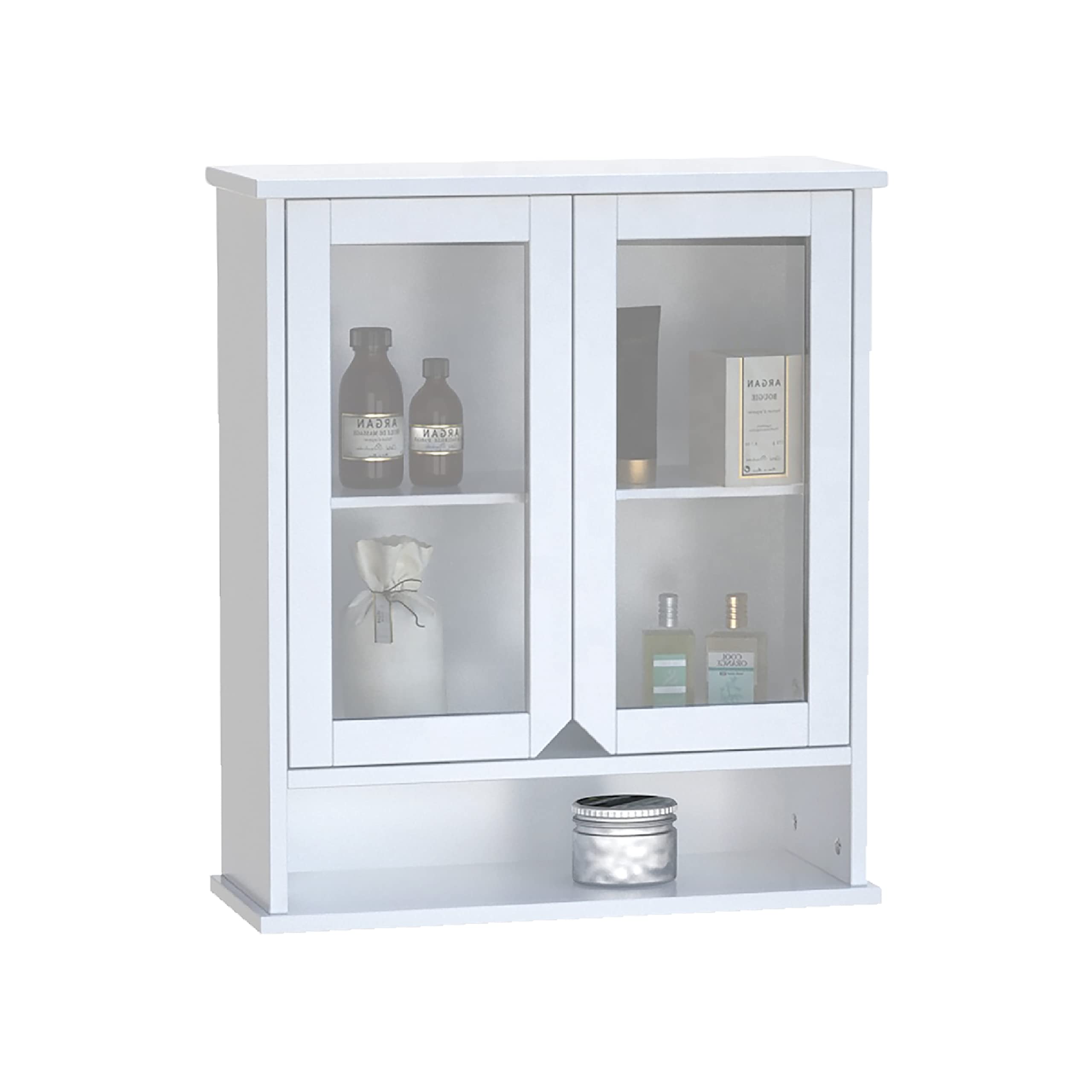 CENTSRII Bright White 2 Glass Door Bathroom Wall Cabinet ??? Use as Wall ...