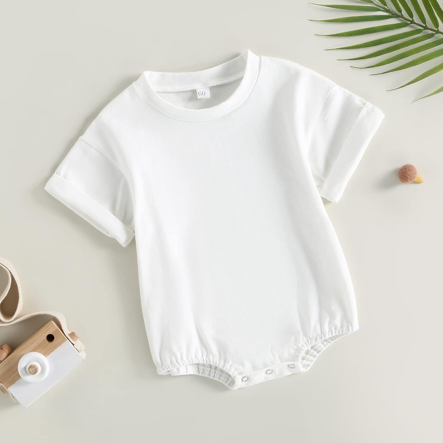 Unisex Baby Boy Girl Clothes Infant Summer Oversized Bubble Romper Toddler Baby Plain Short Sleeve Jumpsuit - Image 3