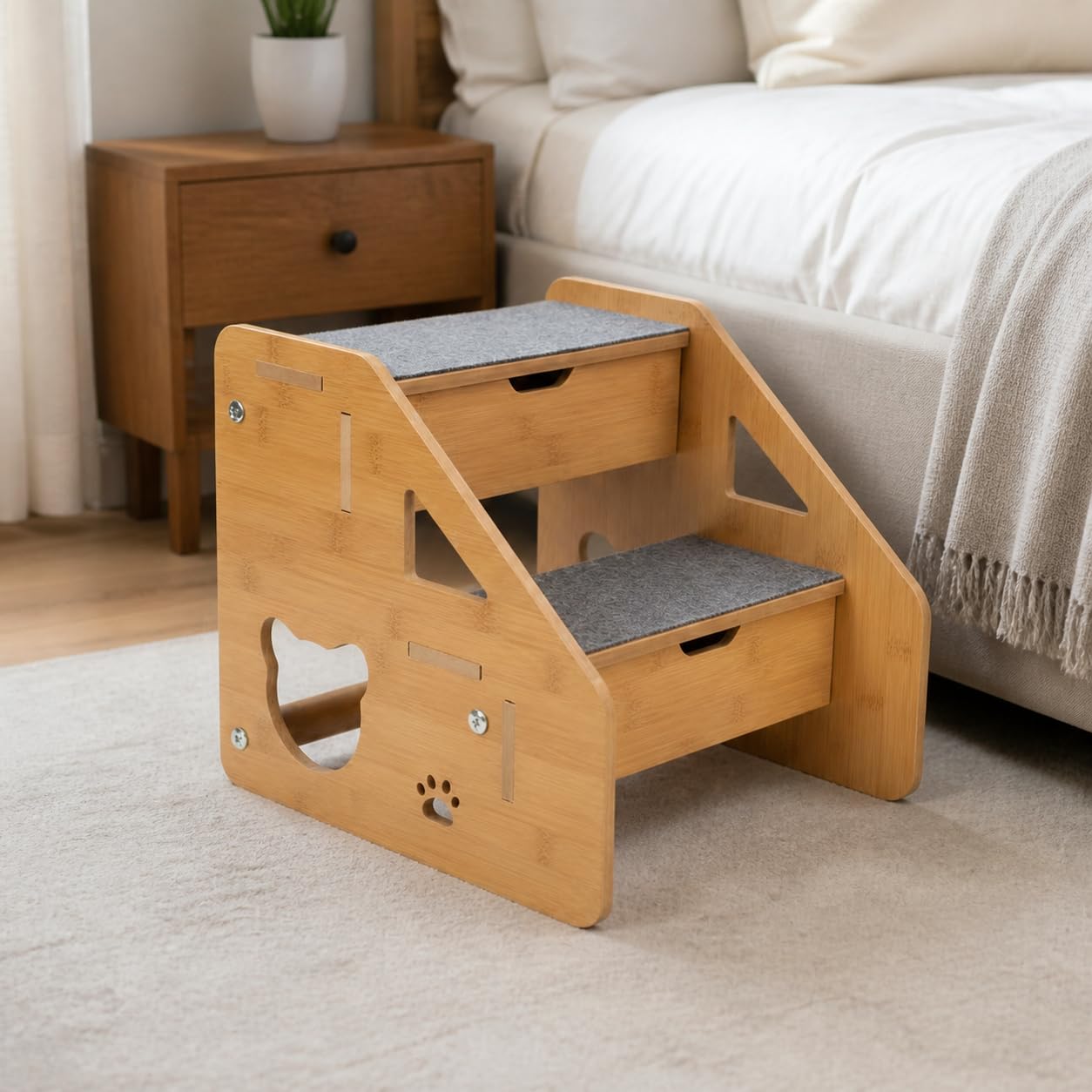 Scaletta per Gatti in Legno, Costruzione in legno, Scaletta pieghevole, al davanzale, Per proprietari di cani, style to 3