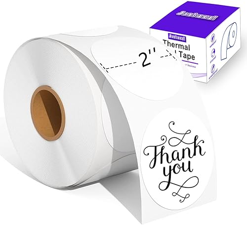 Joatuxul Etiquetas adhesivas térmicas circulares de 2 x 2 pulgadas, etiquetas térmicas directas redondas autoadhesivas de 2 pulgadas, etiquetas