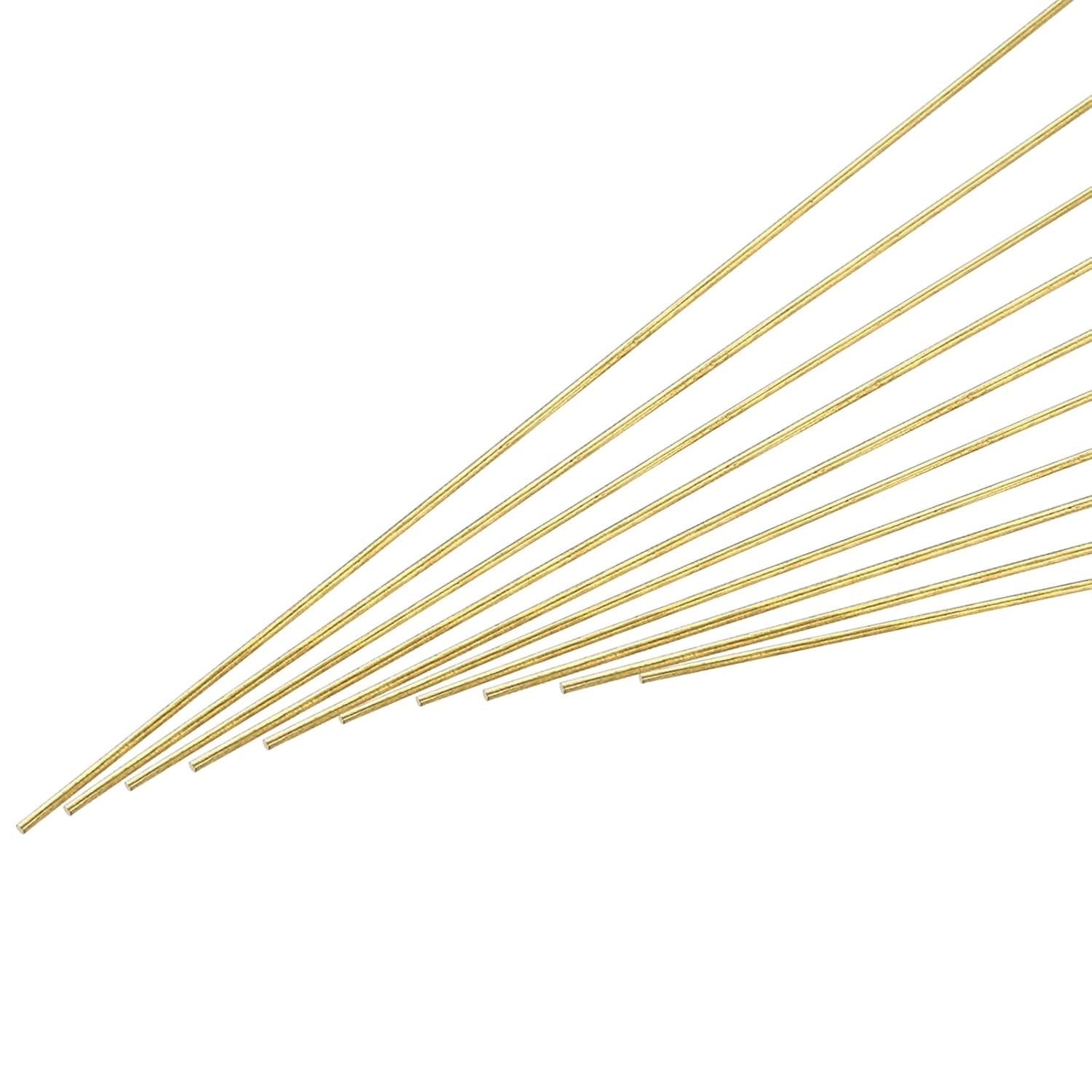 uxcell 1.5mm x 500mm Brass Round Rod, Metal Solid Shaft Rods Lathe Bar Stock for DIY Crafts Model Car Helicopter Airplane 10pcs 1.5mm x 500mm 10