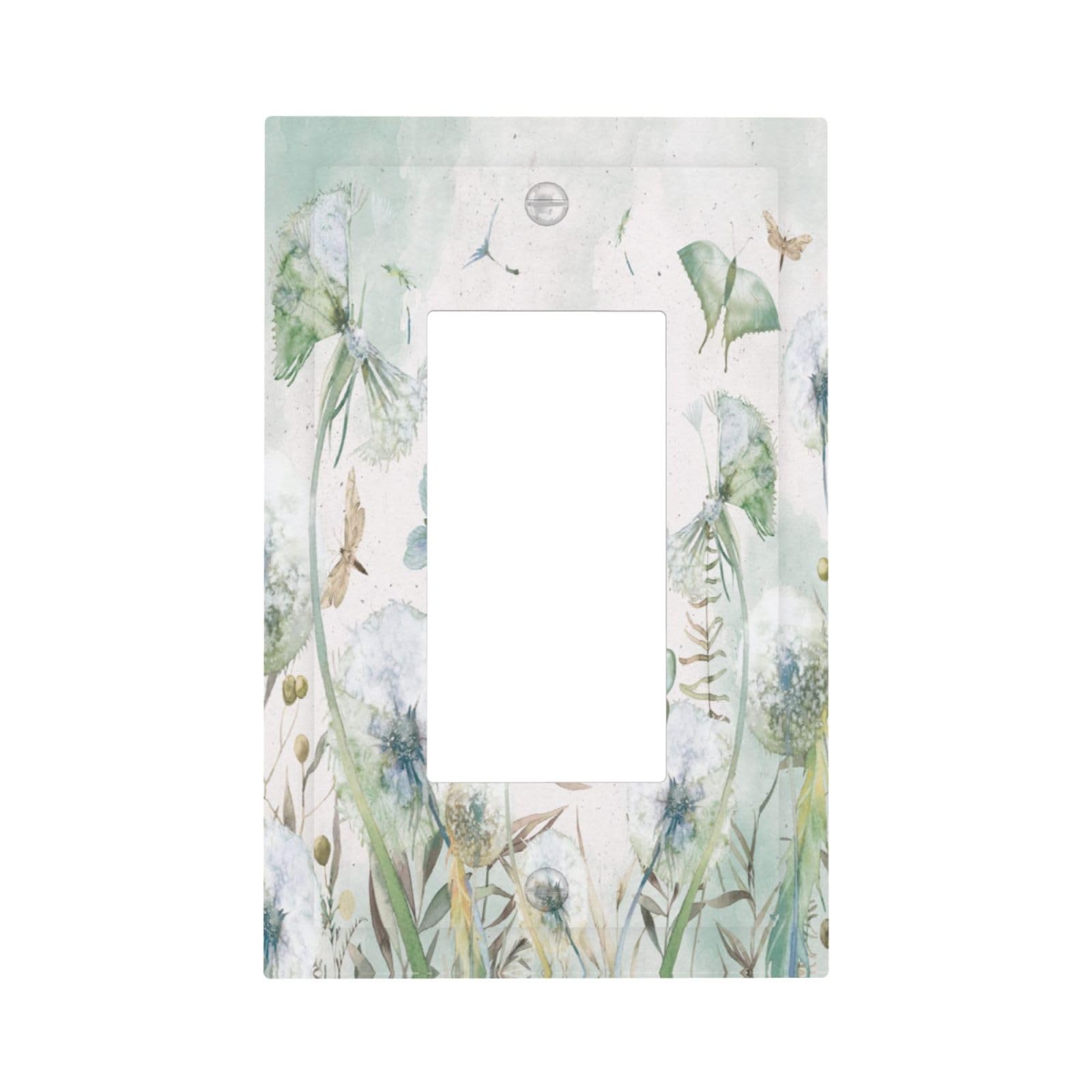 Yamxbfa Decorative Outlet Covers Watercolor Green Insect Floral 1 Gang Rocker Light Switch Cover Plate Single Wall Plates for Electrical Switch Plate Covers Faceplate for Bedroom Home Decor