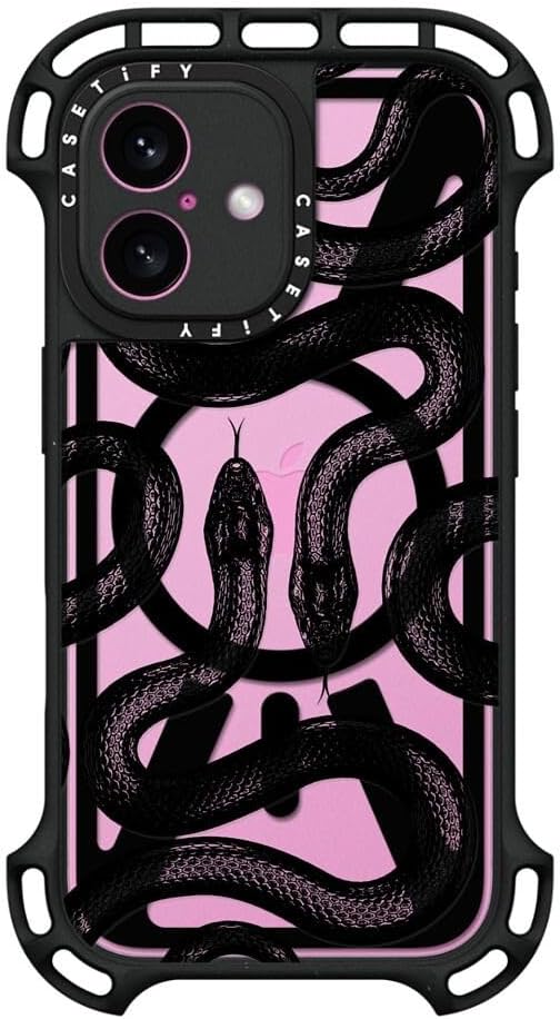 CASETiFY Ultra Bounce Case for iPhone 16 [Shockproof / 32.8 ft. 10X Military Grade Drop Protection/Compatible with Magsafe] - Black Kingsnake - Clear Black - Image 2