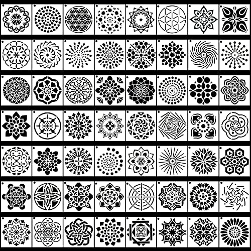 Augshy 56 Pack Mandala Stencils for Dot Painting on Wood Furniture